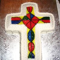 Cross This was a wilton cross pan and I followed the instructions to do the stained glass...I love how clear Wilton instructions are!