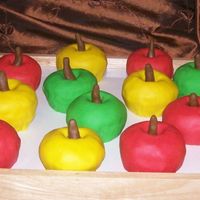 Apple Cupcakes White cake cupcakes with fondant icing. For my sons Kindergarten class! Big Hit!