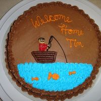 Fishing Is The Life This was a welcome home from Iraq cake for my friends fiance. He loves to fish. It is a Chocolate Chip Moose cake.