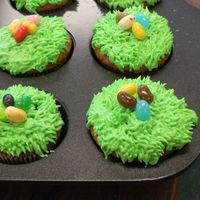 Easter Cupcakes vanilla cake with buttercream and jelly beans for my son's preschool class. This was the easiest and fastest thing I did for my son&#...