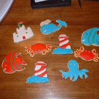 Sea Shore Cookies These are some cookies I made just for fun, using some new cutters I got.