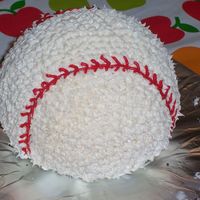 My First Baseball Cake Made this for my son's 7th Birthday!...First time using star tip!!!! Had a little getting used to!!!....but had fun doing it!...and of...