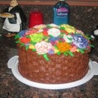 Mother's Day Basket Of Flowers Chocolate Fudge cake with chocolate buttercream icing, all buttercream flowers