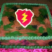 Army Cake This was made for my brother-in-law's "good-bye" cake as he head's off to Iraq. The cake is frosted smooth with butter...