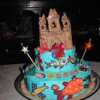 Sandcastle Cake sandcastle and fish are all made of choclate