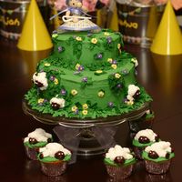 Little Bo Peep A Bo Peep Cake made of stacked 9in layers and a 6in layer. Iced with buttercream, royal icing flowers, Bo Peep is constrcuted of wooden...