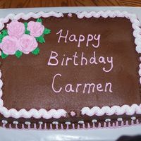 Chocpinkroses.jpg Chocolate cake with chocolate buttercream