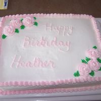 White With Pink Roses white cake all buttercream