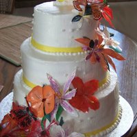 75Th Birthday Cake This was made for my grandma's surprise 75th Birthday. It is 8 inch lemon, 10 inch chocolate fudge, 12 inch vanilla, and iced in...