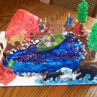 Birthday Hunting/fishing/camping Cake My son wanted a fishing hunting cake for his 11th bday. So I went a little farther and made it a wilderness camping cake. We have 3 golden...