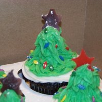 Christmas Tree Cupcakes I made these for the staff at my sons elementary school. They are chocolate fudge with creme de menthe filling and creme de menthe icing. I...