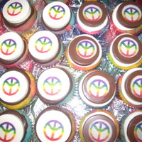 Tie Dye Cupcakes Hi! I made these for a 60's theme party but more peace signs, tie dye and flower power. They are vanilla tie dye cupcakes with...