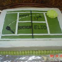 Tennis Anyone? Tennis themed birthday cake for 17 year old boy. Buttercream frosting.
