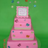Pink Butterfly 21St Birthday Cake I really liked the simplicity of this cake. The birthday girl was completely obsessed with pink and wanted something simple with...