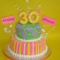 30Th Birthday Party Cake A chocolate/vanilla with oreo creme center cake for a 30th birthday party. A fun cake to make and play around with.