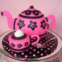 Teapot And Teacup My first teapot and cup. Made with the sports ball pans and covered in MMF. I have an order this weekend for a tea party so I figured I...