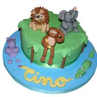 Jungle Cake For my son's birthday It is all fondant. The snake writes his name (Tino)