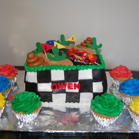 Cars 2Nd Birthday Cake White 8" cake with chocolate ganache filling. This was a fun cake to make!