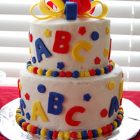 Abc Gender Neutral Baby Shower Cake This cake was for a friend who didn't know the sex of her baby. We had an ABC baby shower theme to match the nursery. Frosted in BC...