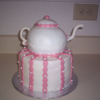 Teapot Cake My first attempt at a teapot cake. It's for a little girls 6th "Tea Party" Birthday.