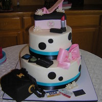 40Th Birthday Shoe/purse Tiered Cake A two tiered, buttercream frosted cake for a 40th bday. My 1st Gumpaste shoe on a shoe box, chanel style purse (another first), MAC makeup/...