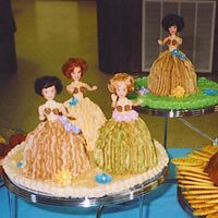 Hula Girl Cakes These are Mini Domed White cakes with BC. I made these for a Hawain Themed Women's Ministry Meeting at our Church.