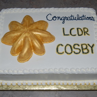 Promotion Cake Promotion cake for our friend who made Lieutenant Commander. Cream cheese vanilla cake with carved oak leaf on top.