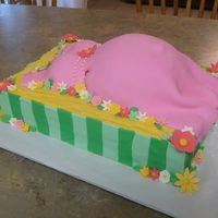 Pregnant Belly Cake I was given a picture of the baby's room that had all these gorgeous colors in it. I did the green strips around the cake to match the...