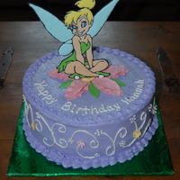 Tinkerbell Cake 10in cake with colorflow tinkerbell on top