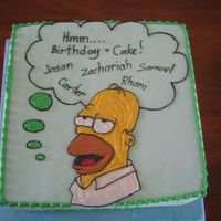 Homer Cake This cake was for a family who celebrate birthdays quarterly. There were 5 of them celebrating this time