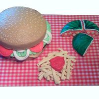 Cheeseburger Cheeseburger, Watermelon and French Fries cake inspired by and with lots of guidance from JenbenJr - thank you so much! I had trouble with...