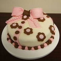 First Fondant Cake White cake, BC icing, covered in MMF with MMF accents. This is my first MMF cake, no training...self taught online. Any critiques would be...