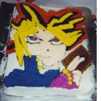 Yugi Yo Cake I drew yugi yo freehand on the cake