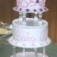 Baby Shower A baby shower cake for my niece. Cake is covered with bc. Basinette is a sugar mold.