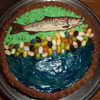 Brown Trout Cake The trout was made by chocolate transfer. Iced in chocolate buttercream (Kaye's Buttercream recipe from Whimsical Bakehouse book). &...