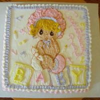 Precious Moments Rachels baby shower cake. Strawberry cake w/ buttercream