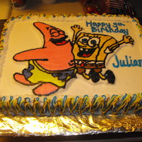 Spongebob And Patrick Birthday Cake done using frozen buttercream transfer