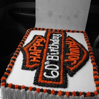 Harley Davidson Cake Sorry for the sideways pic! Didn't remember to take a picture until right before I delivered the cake, so the pic was taken in the car...