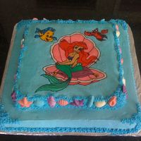 Little Mermaid Buttercream transfer with candy mold shells Cake is sourcream pound cake. I made this for a little girls birthday After I took the photo I...