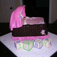 Bassinet Bassinet with royal icing top covered in mmf with chocolate bc. Someone liked my previous baby shower cake and wanted me to make one in...