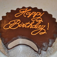 Peanut Butter Cup made for nephew who loves peanut butter cups. Chocolate cake filled with PB covered in chocolate ganache.