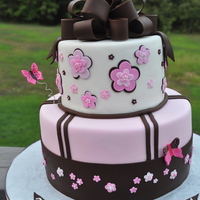 Flowers And Stripes made to match baby bedding. Pink and brown