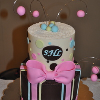 Polka Dots And Stripes missing the cake topper in this picture but it was a sweet 16 cake.