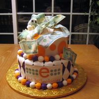 We Blew The Roof Off Our Goal This was for a company that had a 50 million dollar goal that they met early in the year. The cake is done in the company colors of purple...