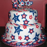 Memorial Day Picnic Made this for a Memorial Day picnic at my church. Top was French Vanilla with strawberry filling. Bottom was chocolate with Bavarian cream...