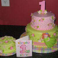 1St Birthday For Carissa This cake was done for my cousins little girl's 1st birthday. Made to match the invitation. Made her a little smash cake that will...