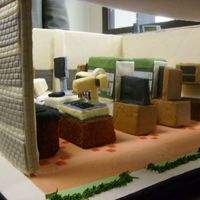 Interior Of The Building This is the lab inside the Building cake. As you can see, only the tables were cake, the rest are foam covered with fondant.