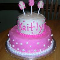 Pink And White Polka Dots First cake iced in SMBC. I was pleased with how the design turned out, but not really happy with the smoothness of the icing. The accents...