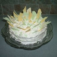 Broken Chocolate Pale yellow and green chocolate "gouged" into the 7 minute icing perfectly and dangerously tops the checkerboard cake also in...