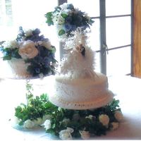 Seperate Wedding Cakes This cake was iced with buttercream and smoothed with a paper towel